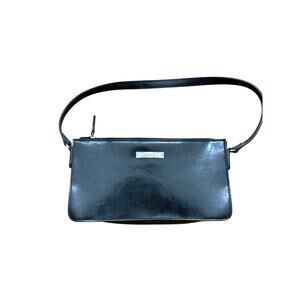 Esprit Women's Black Patent Leather Shoulder Bag Y2K 90s 2000s purse